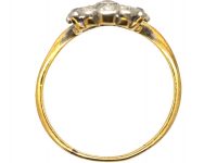 Art Deco 18ct Gold & Platinum Fan Ring set with Diamonds