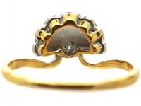 Art Deco 18ct Gold & Platinum Fan Ring set with Diamonds