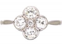 Edwardian 18ct White Gold & Platinum Diamond Cluster Ring