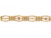 Edwardian 15ct Gold Gate Bracelet set with Rubies & Diamonds