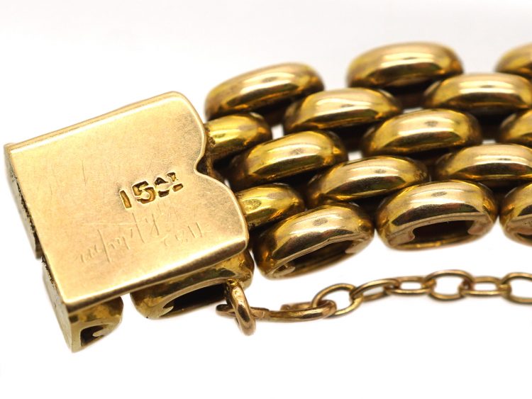 Edwardian 15ct Gold, Brick Link Bracelet