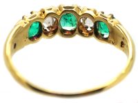 Victorian 18ct Gold, Emerald & Diamond Five Stone Ring