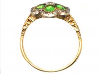 Edwardian 18ct Gold Green Garnet & Diamond Cluster Ring