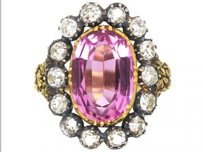 Early 19th Century Pink Topaz & Diamond Ring