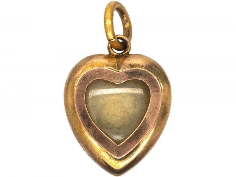Edwardian 15ct Gold, Natural Split Pearl & Diamond Heart Pendant