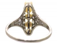 Edwardian Platinum Natural Pearl & Diamond Fan Ring
