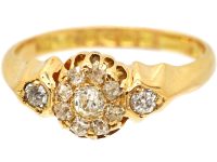 Victorian 18ct Gold Diamond Cluster Ring with Diamond Set Shoulders