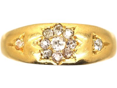 Victorian 18ct Gold Diamond Cluster Gypsy Ring