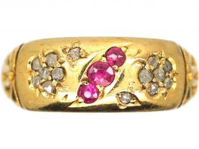 Edwardian 18ct Gold Ruby & Diamond Gypsy Ring