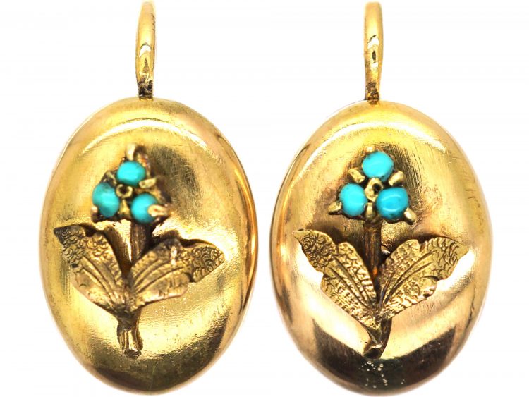 Early 19th Century 15ct Gold Forget Me Not Earrings