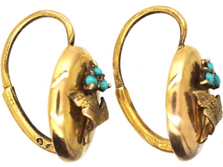Early 19th Century 15ct Gold Forget Me Not Earrings
