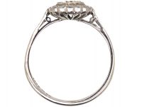 Art Deco 18ct White Gold & Platinum Diamond Cluster Ring with Diamonds Above & Below