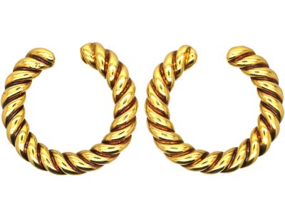 Modernist 18ct Gold Hoop Earrings by Andre Vassort