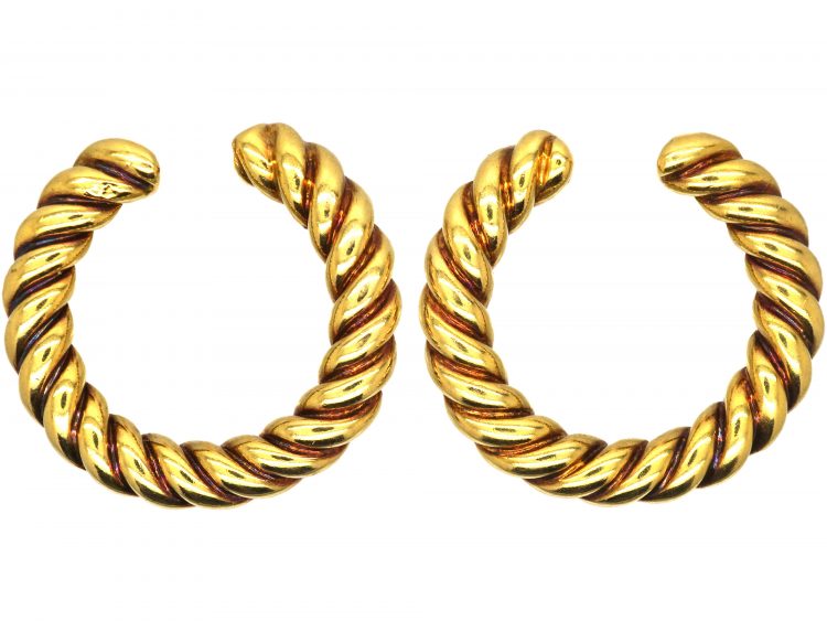 Modernist 18ct Gold Hoop Earrings by Andre Vassort