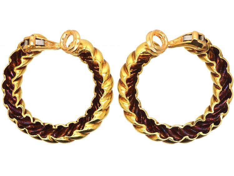 Modernist 18ct Gold Hoop Earrings by Andre Vassort