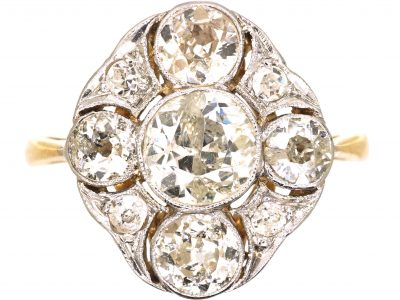 Edwardian 18ct Gold & Platinum Ornate Diamond Cluster Ring