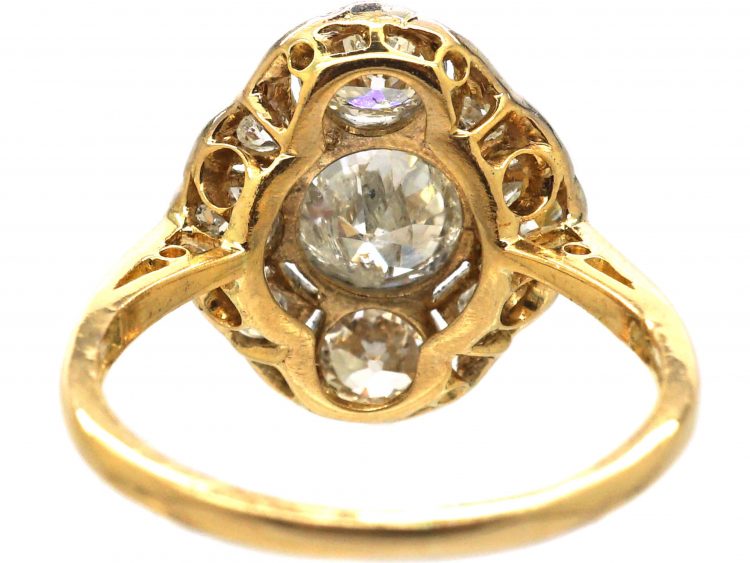 Edwardian 18ct Gold & Platinum Ornate Diamond Cluster Ring