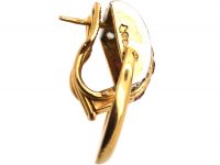 Retro French 18ct Gold Ruby & Diamond Retro Hoop Earrings