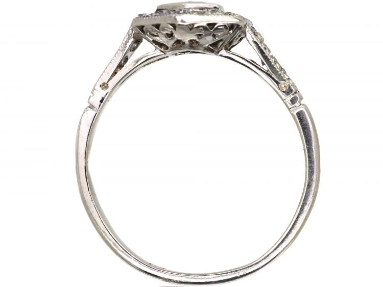 Art Deco Platinum Hexagonal Shaped Diamond Ring