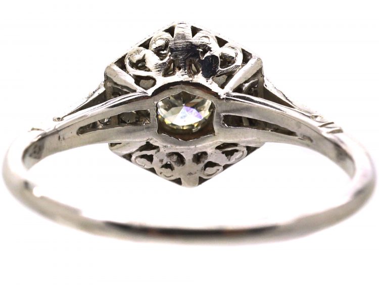 Art Deco Platinum Hexagonal Shaped Diamond Ring