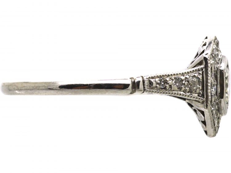 Art Deco Platinum Hexagonal Shaped Diamond Ring