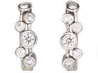 18ct White Gold Raindance Style Hoop Earrings set with Diamonds
