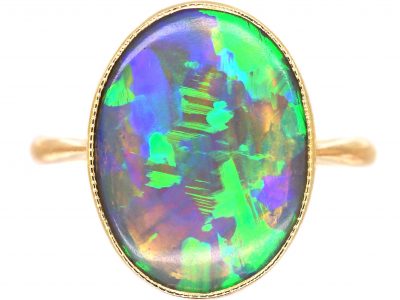 Early 20th Century 15ct Gold Ring set with a Black Opal