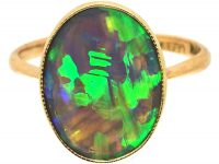 Early 20th Century 15ct Gold Ring set with a Black Opal