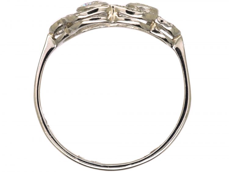 Mid 20th Century Platinum Intertwined Hearts Ring set with Diamonds