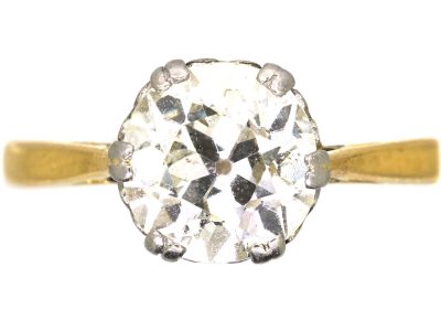 Early 20th Century 18ct Gold & Platinum Diamond Solitaire Ring