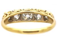 Victorian 18ct Gold Carved Half Hoop Ring set with Five Diamonds
