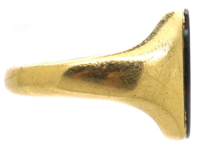 Edwardian 18ct Gold Signet Ring with Bloodstone Intaglio by Charles Green & Sons