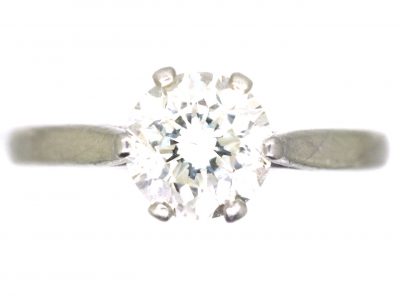 Early 20th Century Platinum, Diamond Solitaire Ring