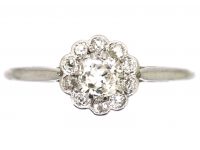 Edwardian 18ct White Gold & Platinum Diamond Daisy Cluster Ring