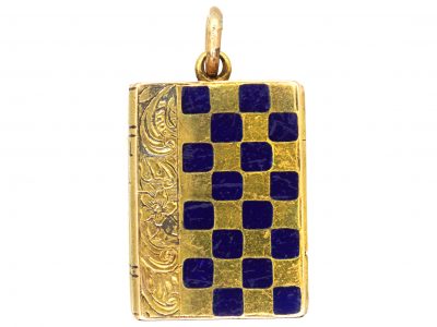 Victorian 18ct Gold & Blue Enamel Book Locket
