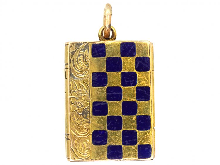 Victorian 18ct Gold & Blue Enamel Book Locket