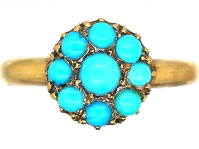 Edwardian 18ct Gold Forget me Not Ring set with Turquoise