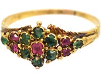 Regency 15ct Gold, Emerald & Ruby Cluster Ring