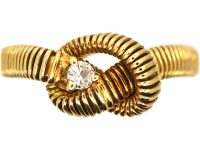 Vintage 18ct Gold Lover's Knot Ring set with a Diamond