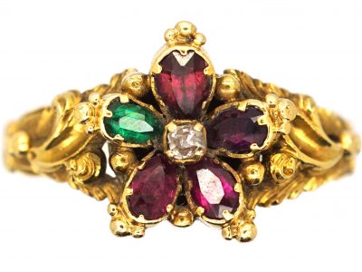Georgian 15ct Gold Regard Pansy Ring