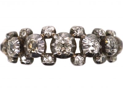 Georgian 15ct Gold & Silver Ring set with Diamonds