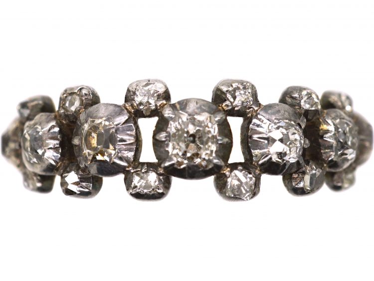 Georgian 15ct Gold & Silver Ring set with Diamonds