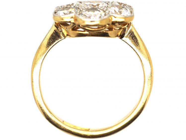 Edwardian 18ct Gold & Platinum, Diamond Daisy Cluster Ring
