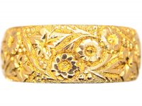 Edwardian 18ct Gold Wedding Ring with Orange Blossom & Ivy Leaf Detail