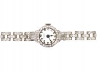 Art Deco Iridium & Platinum Watch set with Diamonds