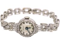 Art Deco Iridium & Platinum Watch set with Diamonds