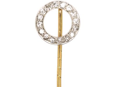 Art Deco Platinum & 15ct Gold Winning Post Tie Pin set with Diamonds