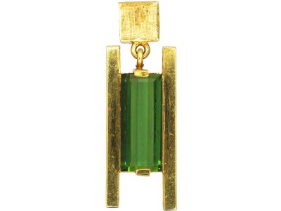 1980s 18ct Gold Pendant set with a Green Tourmaline