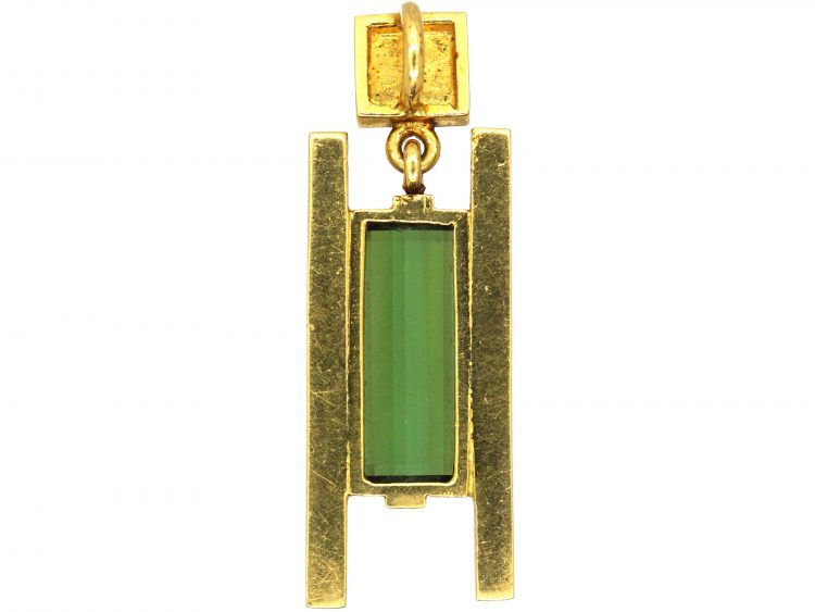 1980s 18ct Gold Pendant set with a Green Tourmaline