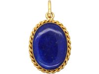 Early 20th Century French 18ct Gold Locket set with Lapis Lazuli